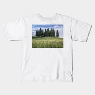 Group of cypress trees in Tuscan landscape Kids T-Shirt